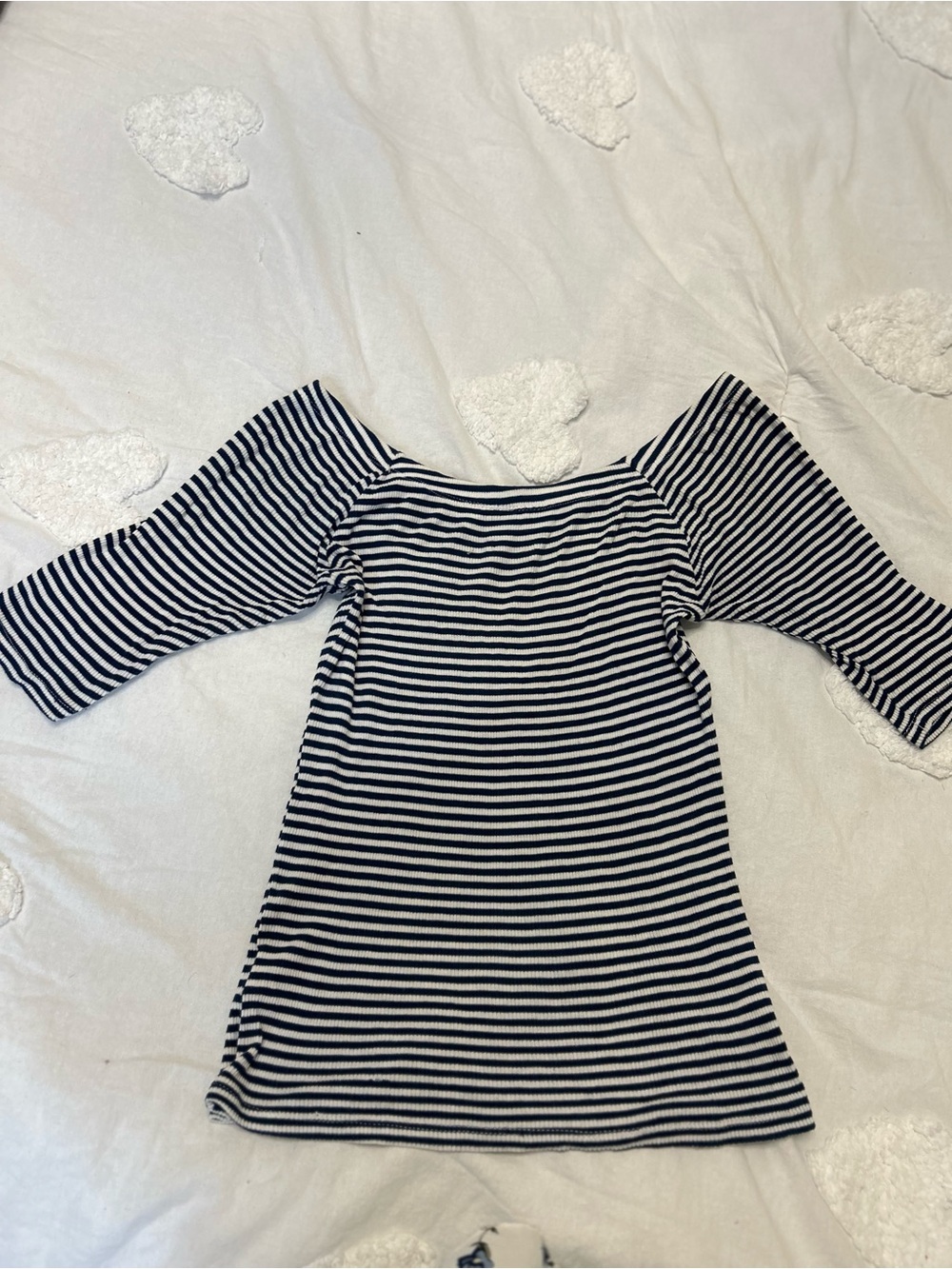 Striped Black & White Off-Shoulder Top